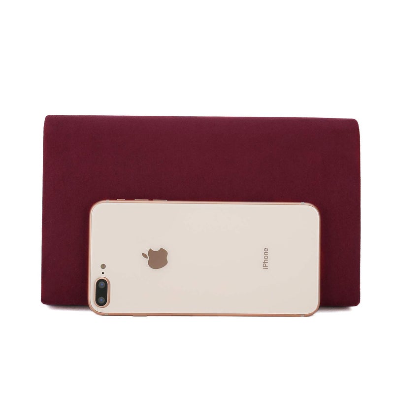 CHARMING TAILOR Faux Suede Clutch Bag Elegant Woman Evening Purse for Wedding/Prom/Black-tie Events (Burgundy) - Image 4